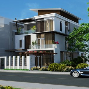 Phối cảnh nhà ở hiện đại 3 tầng thiết kế tại TP HCM